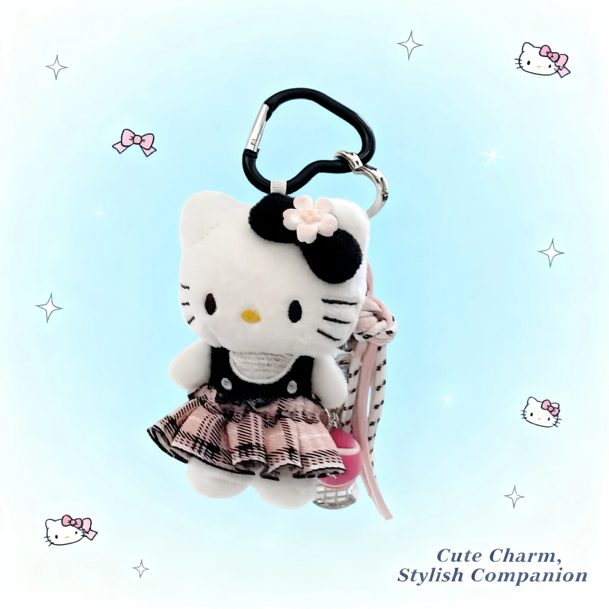 Cute Hello Kitty Plush Keychain Kawaii Backpack Hanging Charms Keyring Accessories Gift for Girls Kids Birthday Toys view 4