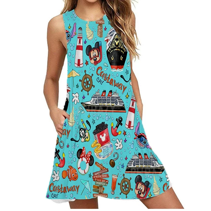 Disney Cruise Sexy Dress Women's Short Sleeve Dress Mickey Cruise Dress Disneyland Mickey And Friends Beach Dress Casual Dress