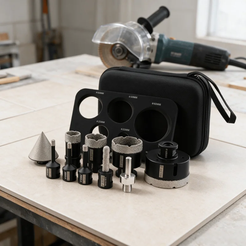 DT-DIATOOL Diamond Drill Bits Kit Milling Bit Hole Saw Drill for Porcelain Tile Granite Chamfer Bit Adapter Core Bit Set