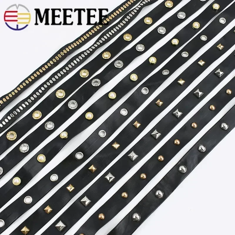 2/4/10M 10//15//20mm Soft PU Leather Rivet Ribbons Bracelet Bags Edge Eyelets Band Lace Rope DIY Clothing Sewing Accessories