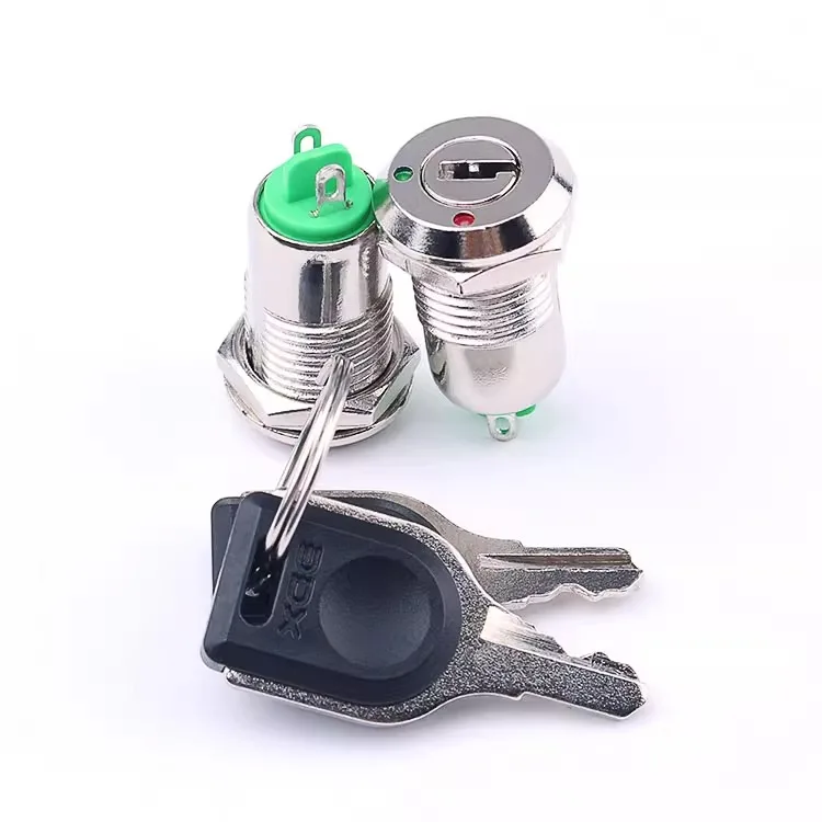 1PCS Key switch Metal knob 12mm normally open 2 feet 2 gears Phone lock Electronic lock Power lock