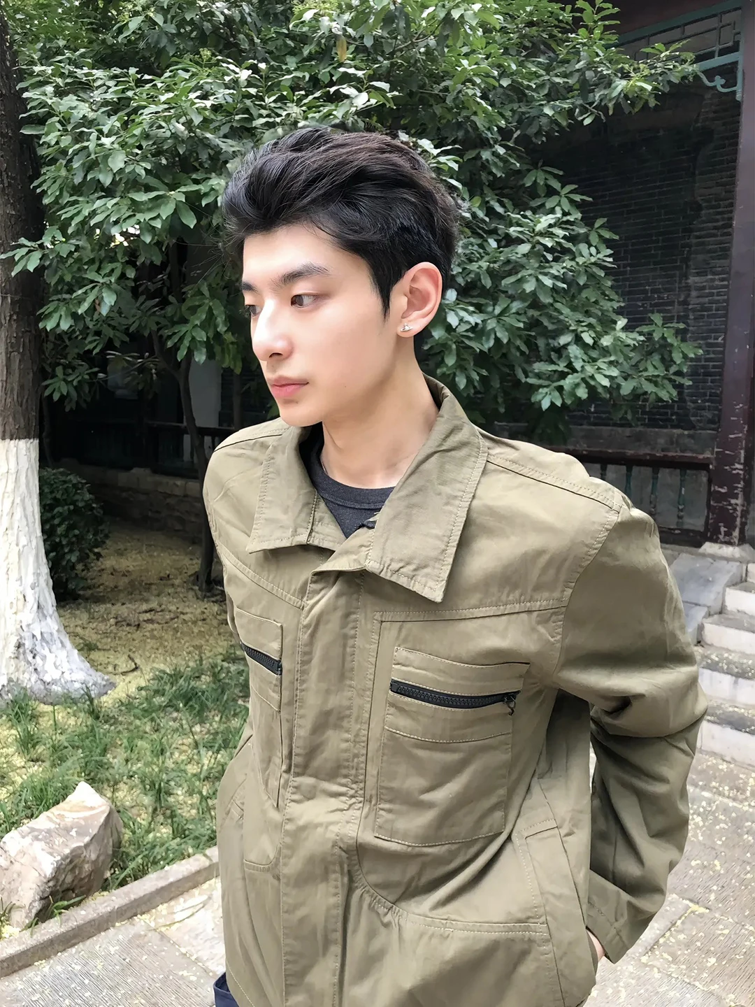 

American Sle Retro Military een Workwear Jaet Men's Autumn Cleanfit Collar Jaet Vintage Baseball orm