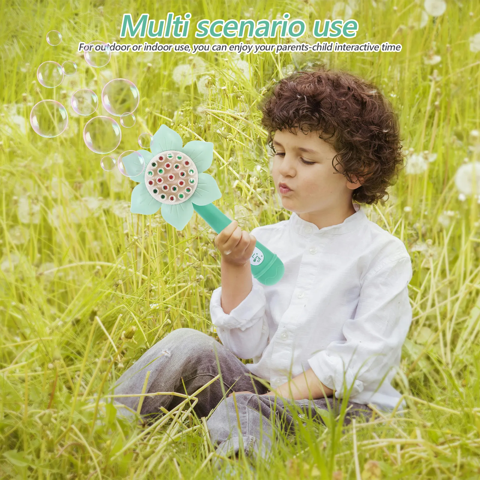 

Креативная электрическая автоматическая машина для мыльных пузырей в форме подсолнуха для детей, очаровательный дизайн, идеальный праздничный подарок, интерактивная игрушка