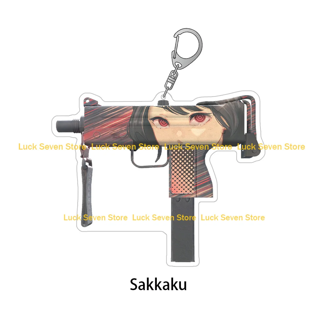 CS2 الذهاب لعبة سلاح SMG MAC-10 Pipsqueak المطارد Graven صندوق إضاءة الحرارة آخر الغوص سلسلة مفاتيح مصنوعة من الأكريليك لعبة حقيبة قلادة هدية عيد #5