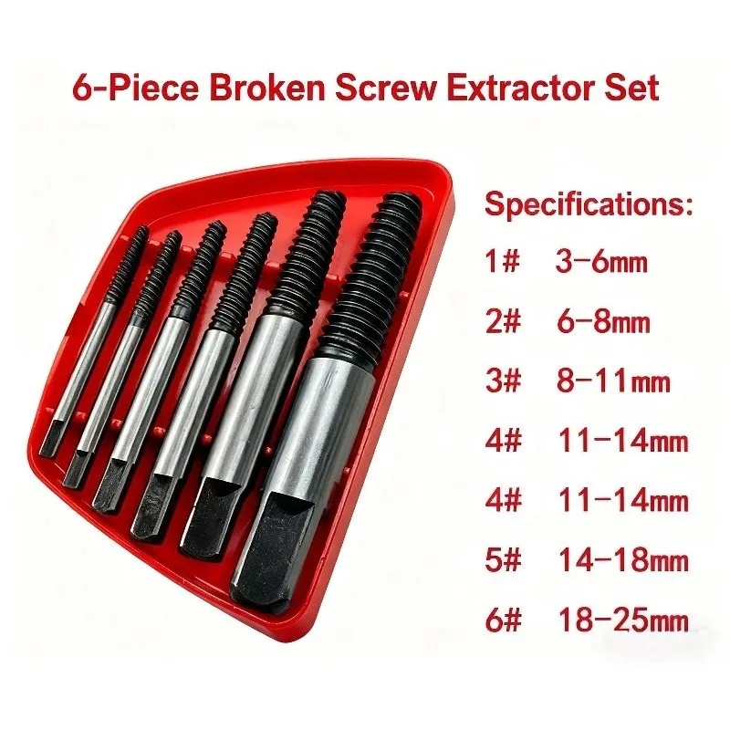 

Broken Screw Extractor Set 3-25mm,Damaged Bolt & Pipe Remover Tool for Reverse Drill, Easy Removed Broken Studs, Nuts, Water Tap