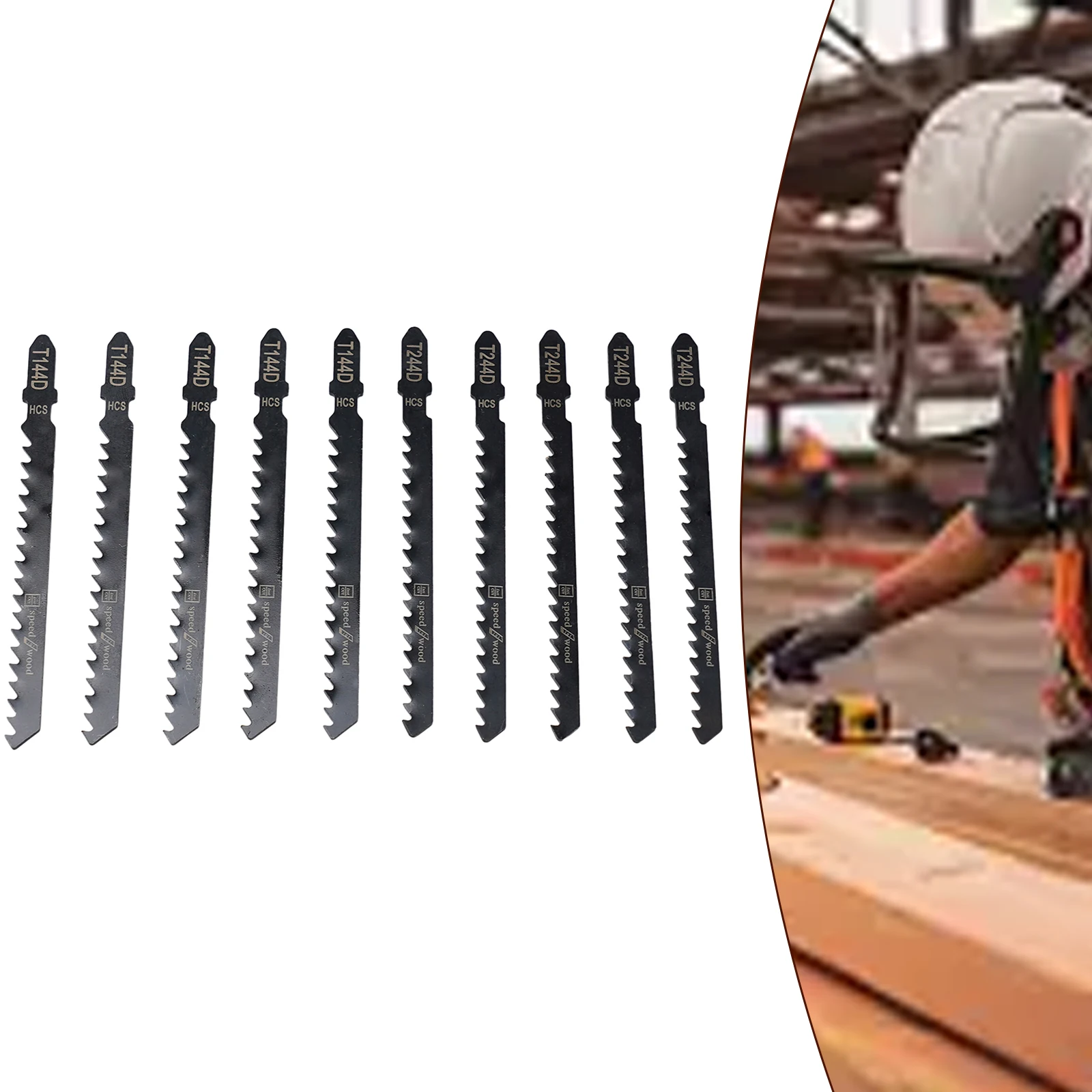 10PCS High Carbon Steel JigSaw Blades Woodworking Jig Saw Blade Board Cutting Assorted Blades T144D T244D Power Tool Saw Blades