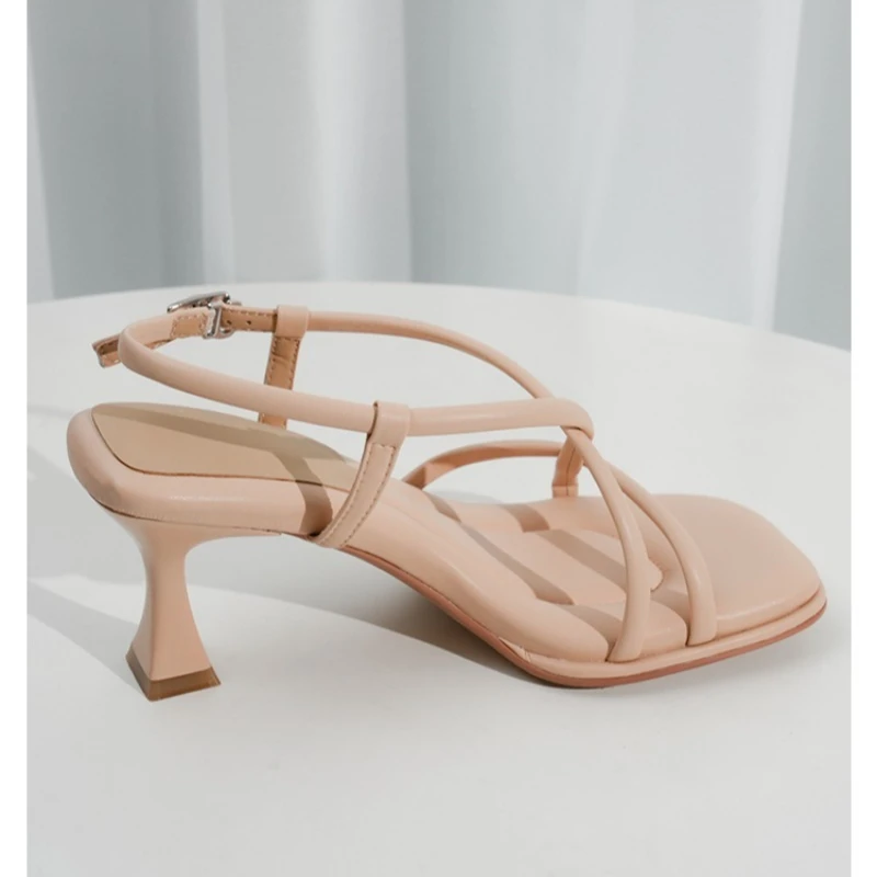 Women's Fashion French Cross Strap Square-Toe Sandals Summer Elegant High Heels Versatile Soft Sole Fine Heel Sandals 2026 image 6