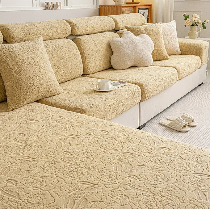 قسط دائم 2026 شتاء دافئ الجاكار المخملية غطاء أريكة مرن كل موسم غطاء أريكة عالمي القط برهان حامي مقعد #5