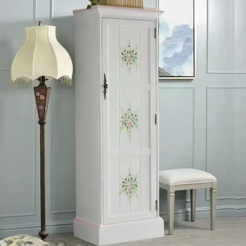 

Solid Wood Door Single Door Shoe Cabinet Painted High Shoe Cabinet with Mirror