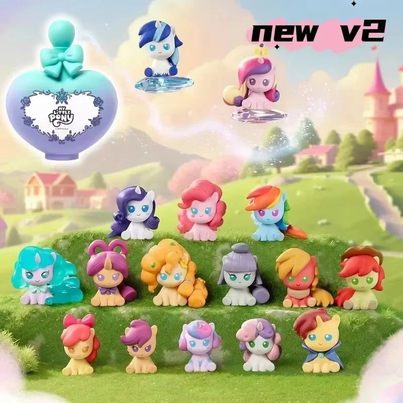 

Новый v2 My Little Pony, мини-игрушки из ПВХ, семейная серия, волшебная бутылка, слепая коробка, игрушки на Рождество, день рождения, подарок для девочки, подлинный орнамент