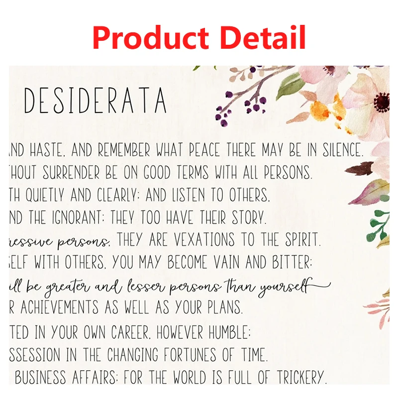 1pc Desiderata Prints Max Ehrmann Poem Art Canvas Painting Inspirational Words Literature Wall Art Picture Poster Home Decor