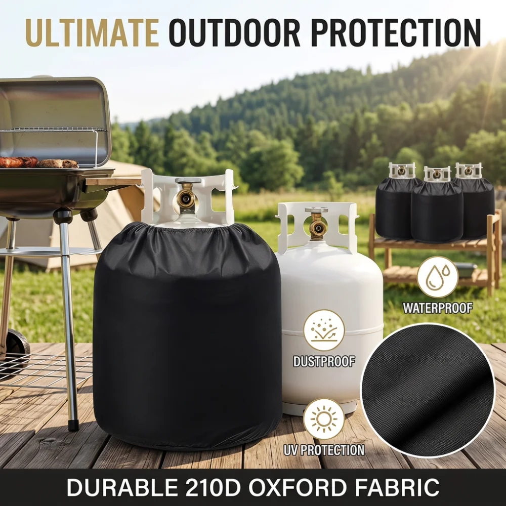 Gas Bottle Dust Cover 210D Oxford Waterproof UV Resistant Propane Tank Protector for Camping Stove
