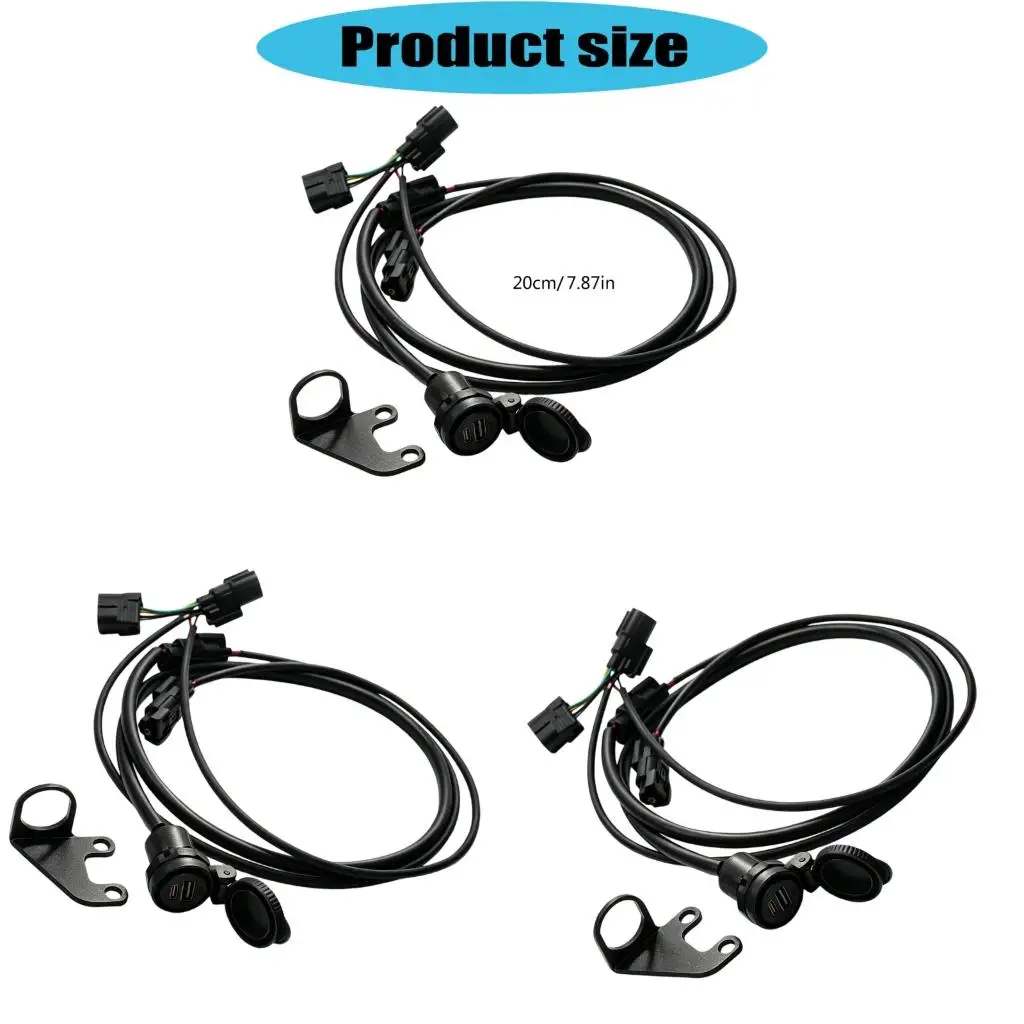 Motorcycle Charging Socket with Type-C and USB-A Access, Cap Cover, Metal Bracket and Vehicle-Side Harness for 750X 2025-2026