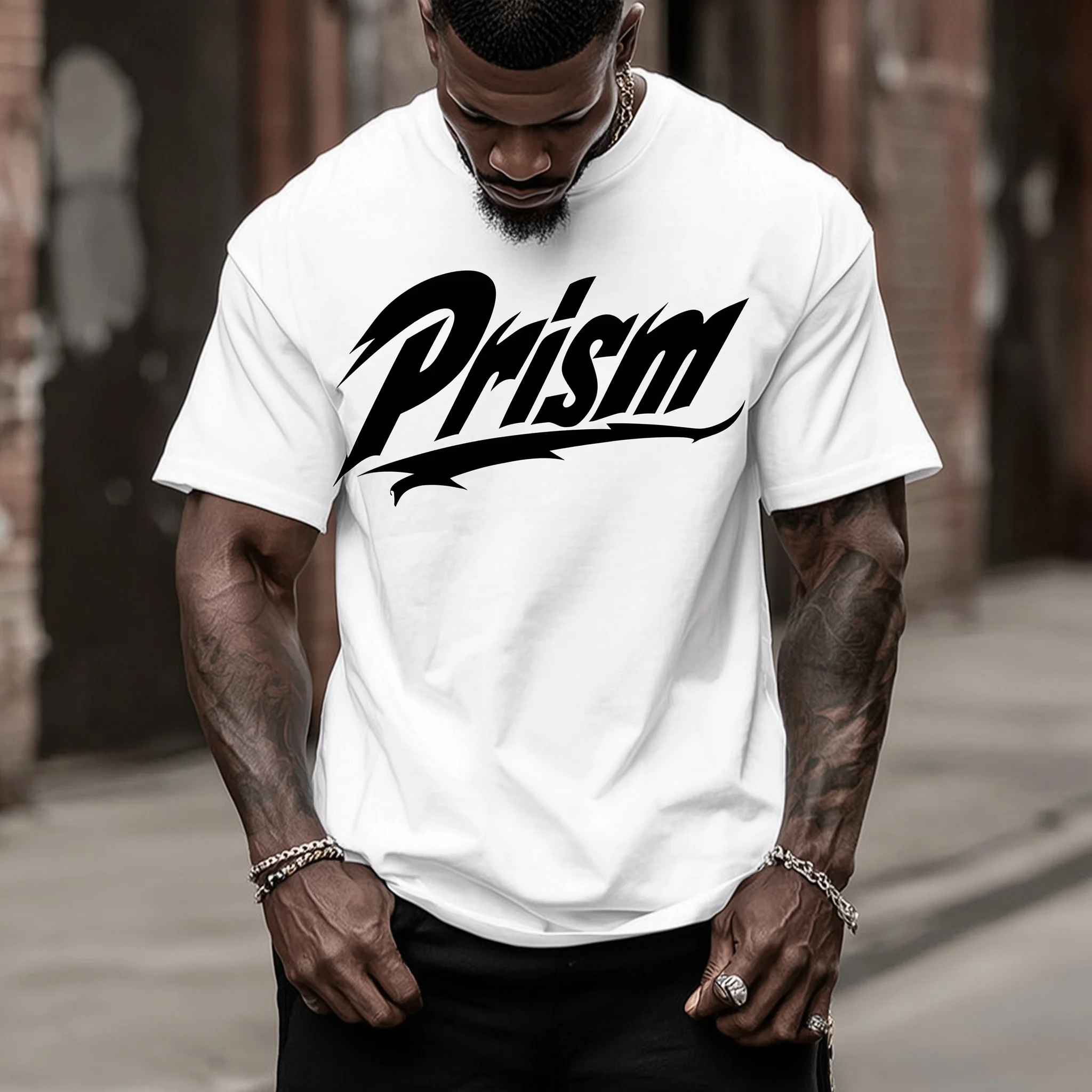 

Teevo Men's Casual T-Shirt with Prism Graphic Print for Streetwear