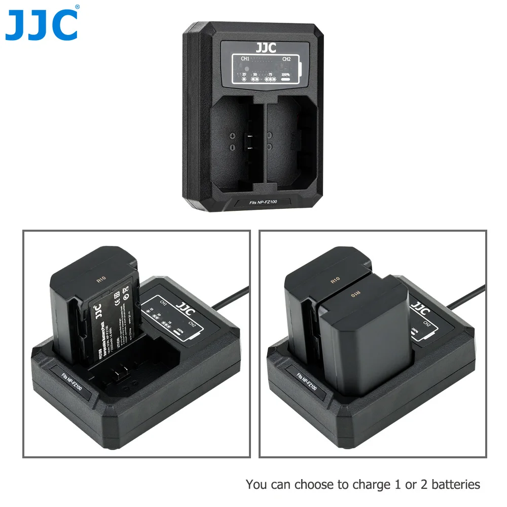 JJC Battery Charger USB Dual Camera Charger for Sony  A7CR NP-FZ100 Batteries Compatible with Sony FX30 A7 IV A7 III A6600 A7CR