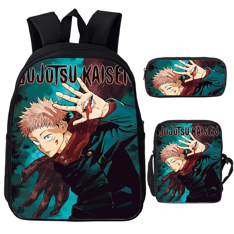 Anime Jujutsu Kaisen Backpack Gojo Satoru Cartoon Bags Student Schoolbag Boys Girls Rucksack Large Capacity Bookbag 3pcs Set