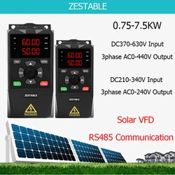 Solar VFD 3-fazowy 380V 220V Wyjściowy przetwornica częstotliwości 0,75/1,5/2,2/3/4/5,5/7,5KW Napęd częstotliwości do kontroli prędkości silnika