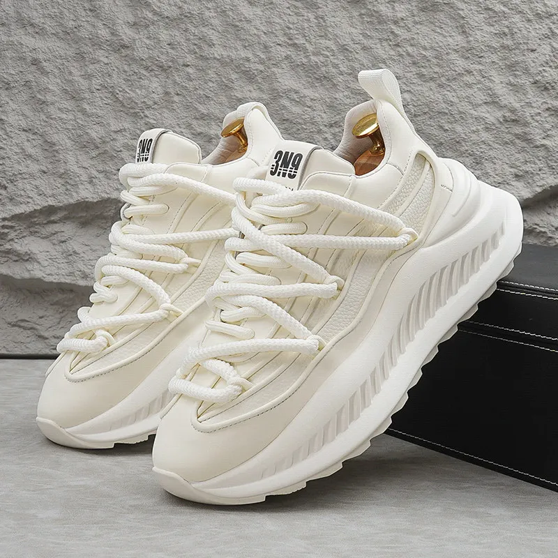 Trendy Thick-soled Casual Shoes for Men Sport Running Shoes Fashion Breathable Men White Sneakers Outdoor Jogging Trainers