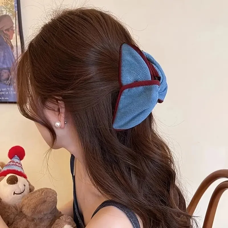 Einzelne Vintage-Haarspange mit Schleife, Retro, elegantes Haar-Accessoire für Pferdeschwänze und Hochsteckfrisuren, rutschfeste Haarklammer für Frauen – Detail 3