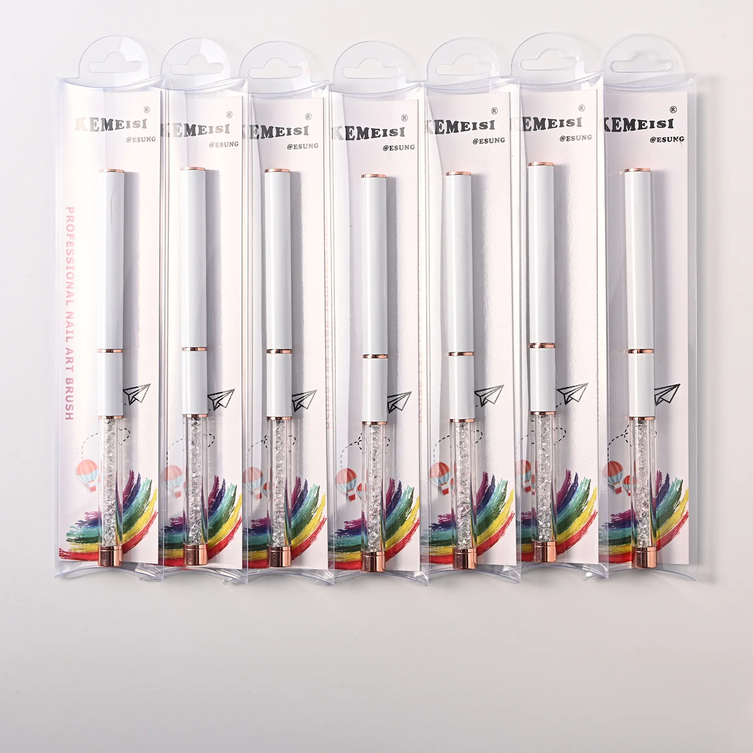 Kolinsky – brosse à ongles en acrylique blanc pur, manche ovale en cristal, poudre liquide de Sable, outils de dessin pour bricolage, 100%