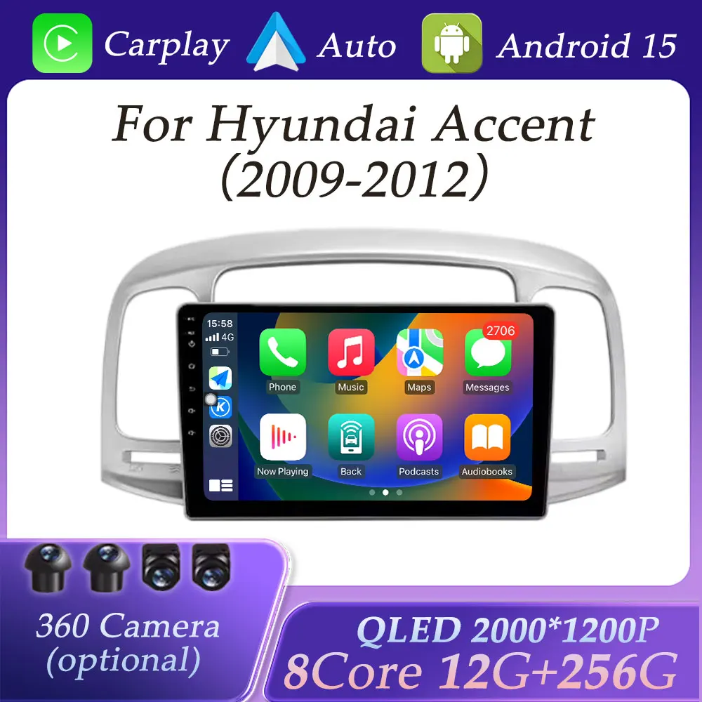 Беспроводной Carplay для Hyundai Accent 2009-2012 Автомобильный радиоприемник Мультимедийный плеер с разделенным экраном GPS Navi DSP Стерео Wi-Fi BluetootQLED Беспроводной Carplay для Hyundai Accent 2009-2012 Автомобильный радиоприемник Мультимедийный плеер с разделенным экраном GPS Navi DSP Стерео Wi-Fi BluetootQLED
