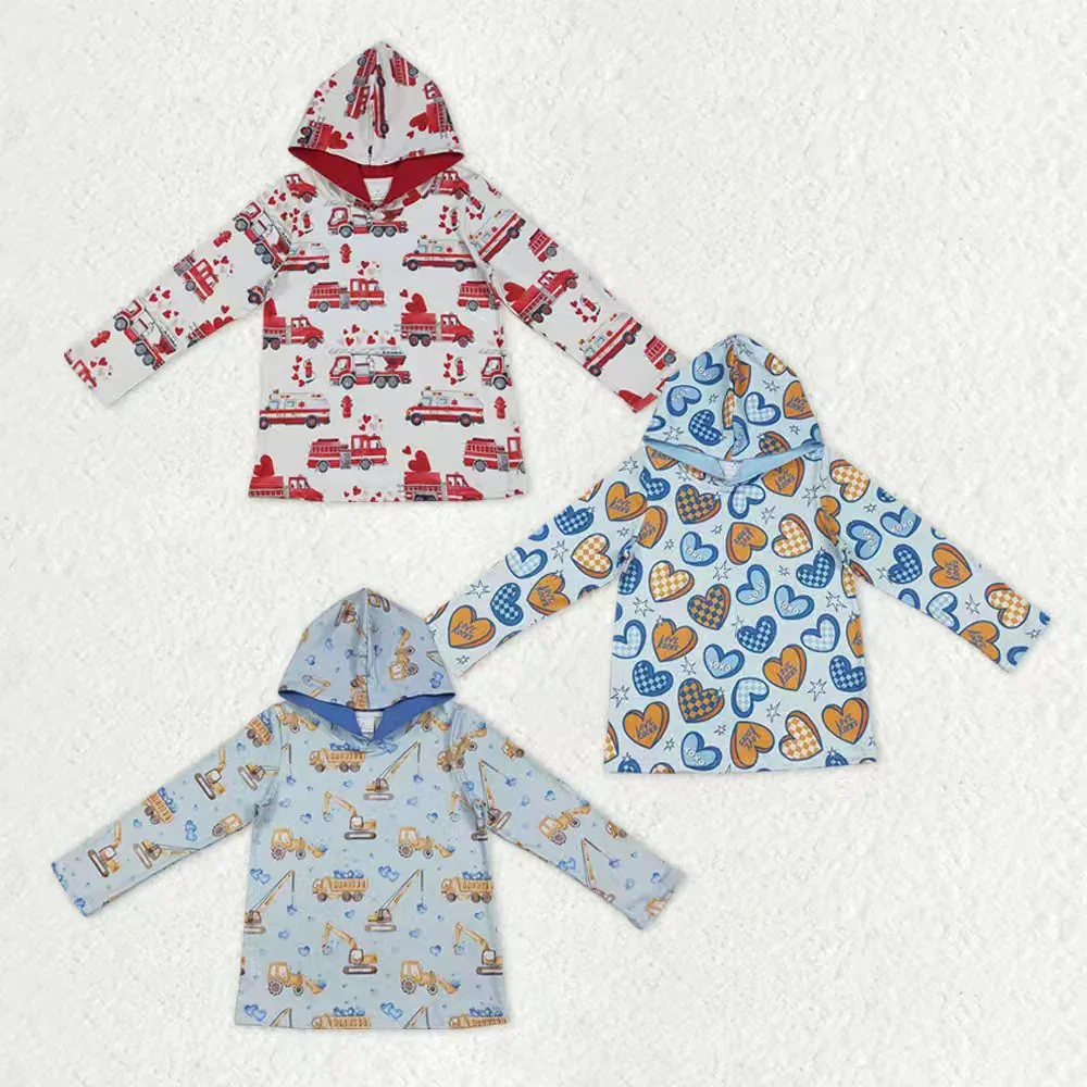 

z1213-02 BT1510 Wholesale Summer kids clothes boy Matching Valentine love hooded long sleeve top Boutique Children clothing