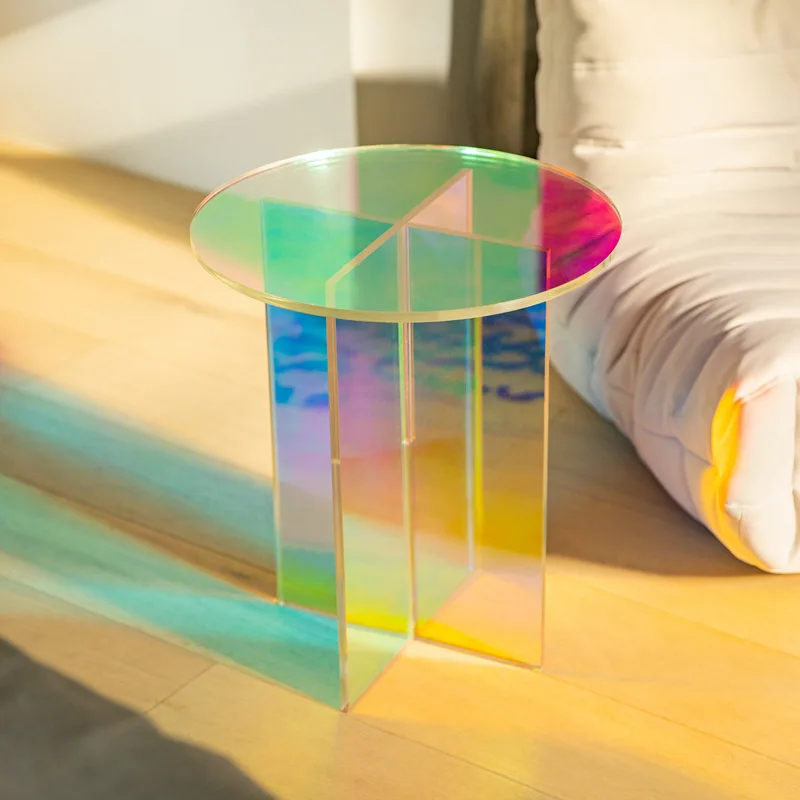 

coffee table, living room sofa simple ins style, cross foot Internet celebrity round table rainbow small side table