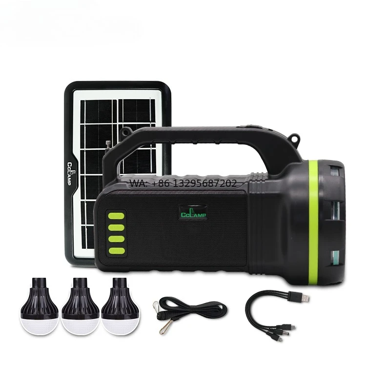 

Portable Solar Led Flashlight Lights Mini Solar System Power Kit with Radio Speaker