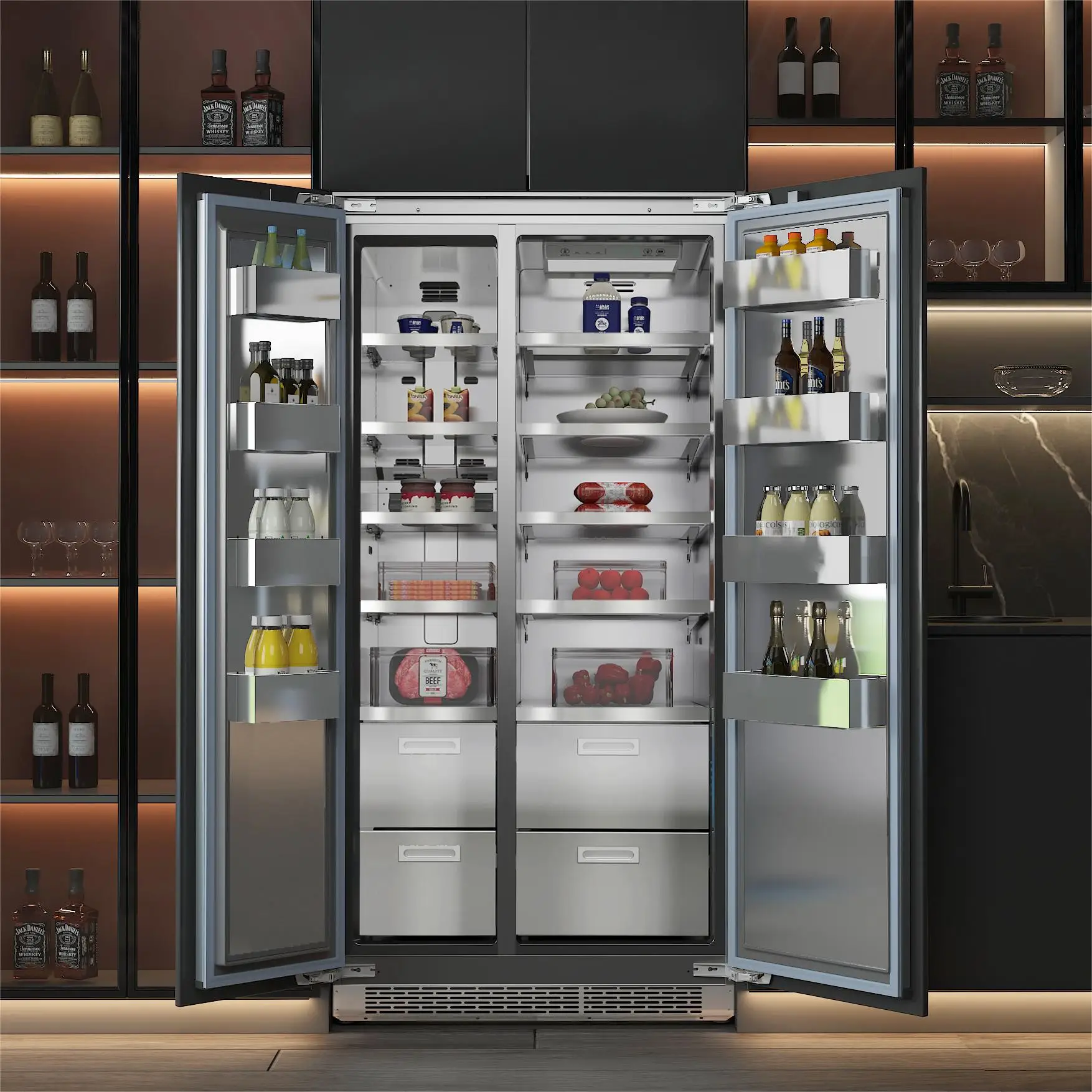 Hot Selling Side-By-Side Refrigerator Built-in Frost-Free Refrigerator
