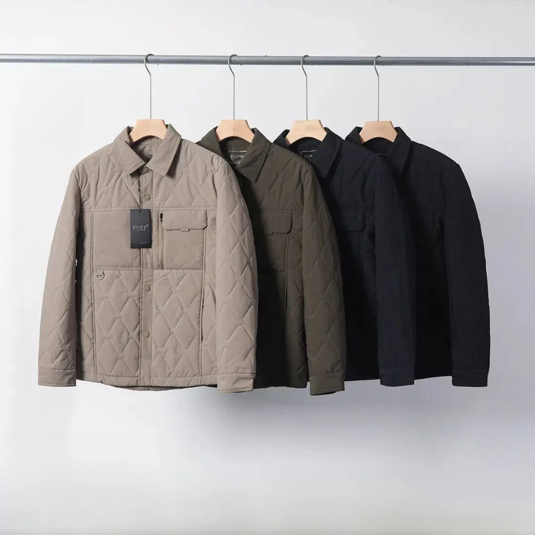 

Casual Cotton Jaet Men's Versatile Lightweight Warm Breathable Stand Collar Youth ular Stand Fit Long Sve Button up