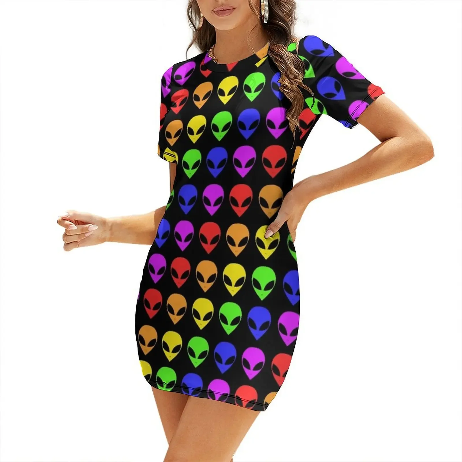 

Rainbow Aliens Short-Sleeved Dress women dresses Bride dresses dresses women summer 2025 Dress