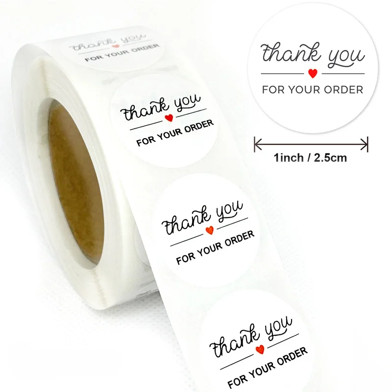 100-500 Pcs 1Inch White Thank You Sealing Stickers Handwriting Art Font Design Scrapbooking Festival Decorations Gift Labels