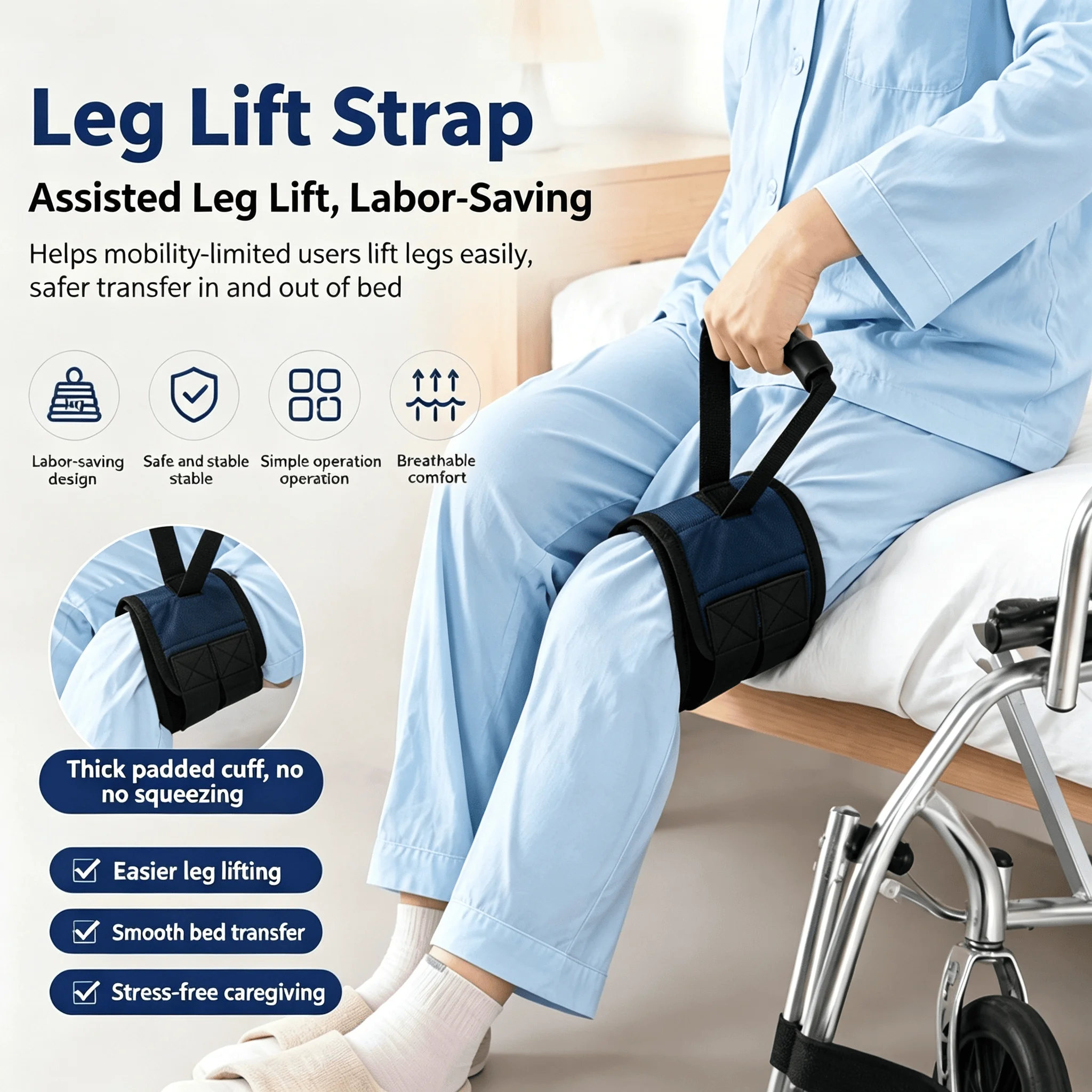 Elderly Hemiplegic Leg Lift Belt Wheelchair Leg Lift Assist Belt Bedridden Elderly Transfer Care Leg Lift Belt