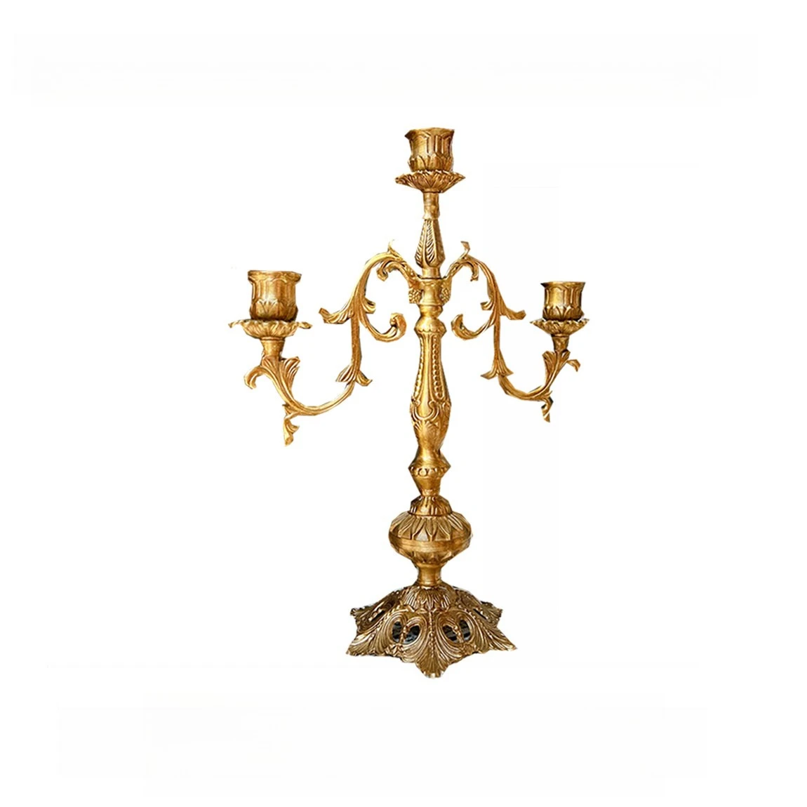 French Retro Pure Copper Four-headed Candlestick Home Bedroom Full Copper Ornament Decorative Dining Table Shooting Props