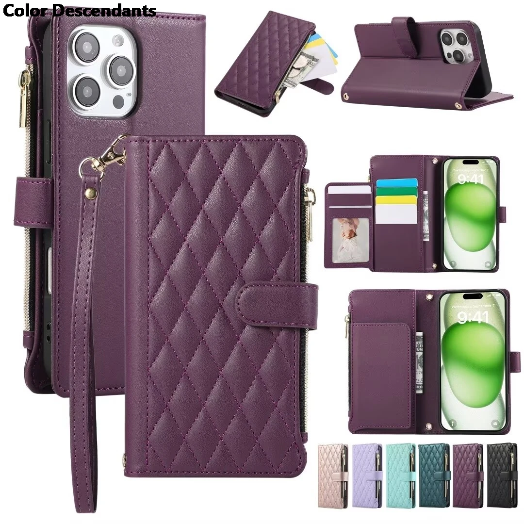 Crossbody Zipper Card Solt Fragrant Leather Wallet Case For Samsung Galaxy Z Fold 6 5 4 3 5G Fold6 Fold5 Bag Lanyard Strap Cover