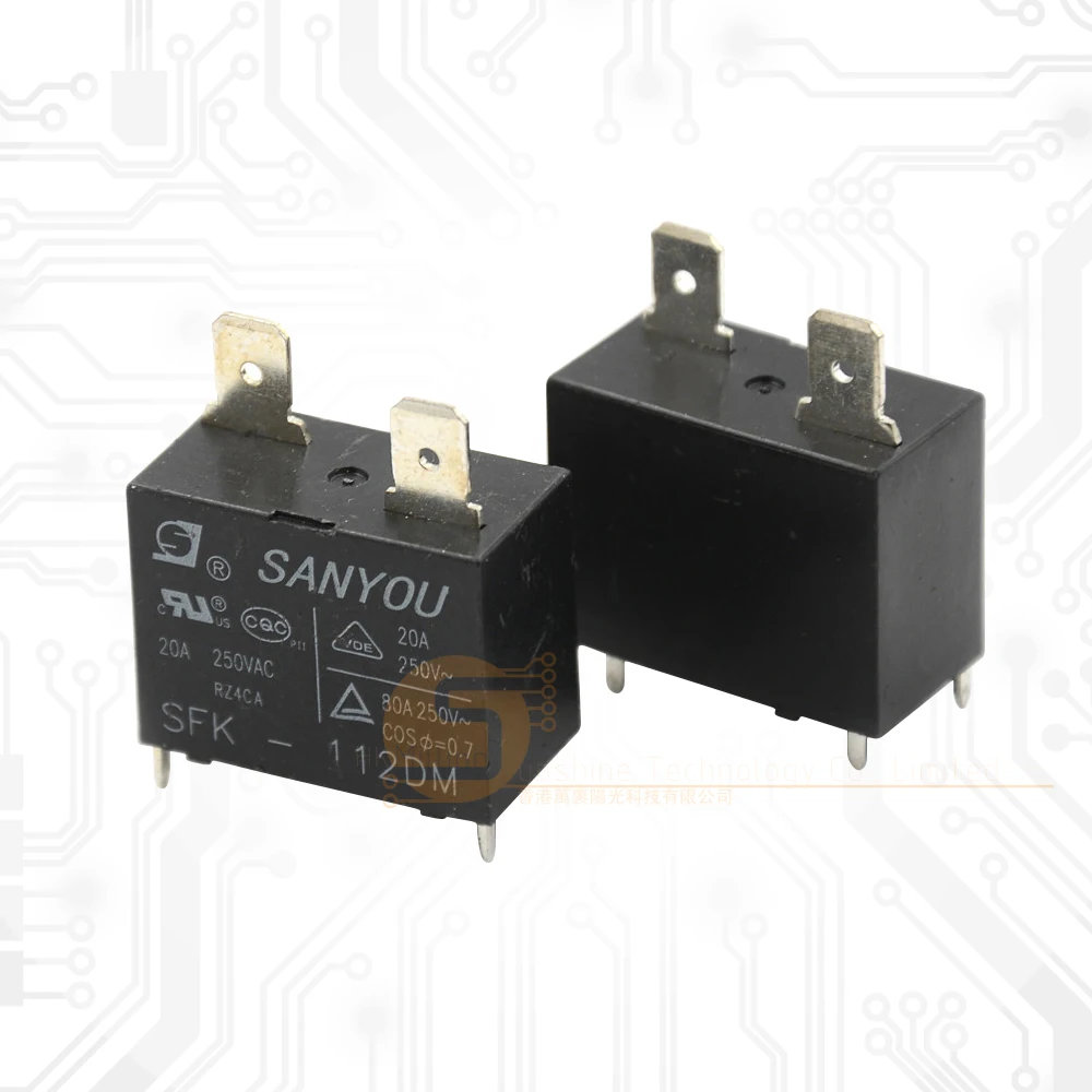 New Original SANYOU SFK-112DM 12VDC 20A 250VAC 4-Pin Relay for Air Conditioner - Replacement for HF102F-12V and G4A-1A-E-12VDC