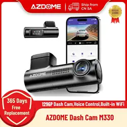 AZDOME M330 coche DVR 1296P cámara de salpicadero Control de voz inteligente WiFi aplicación gratuita sensor G registro de emergencia Monitor de estacionamiento grabación en bucle