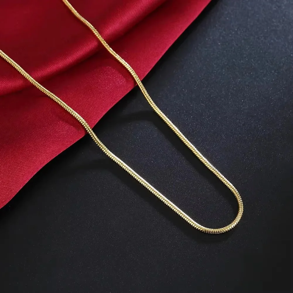 Hot Classic 18K Gold 925 Sterling Silver 2mm Snake Chain Necklaces 16-30 Inch Women Men High Quality Party Wedding Jewelry Gifts