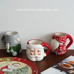 European Style Hand Painted Santa Claus Shape Ceramic Mug Ornaments Living Room Kitchen Bar Milk Coffee Cup Christmas Decoration