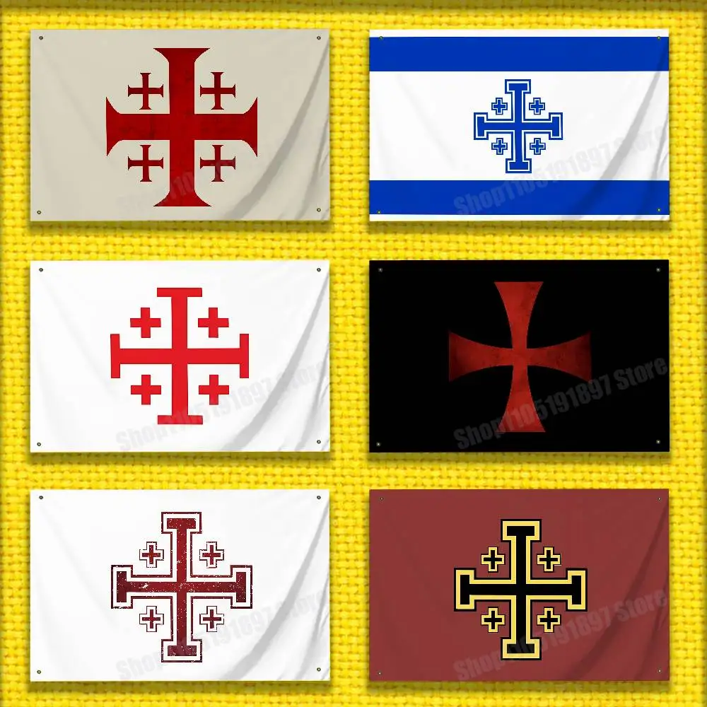 Jerusalem Cross Flag For 150*200cm 60*90cm 100*150cm 80*120cm 50*70cm Living Room Banner Cover Tapestry