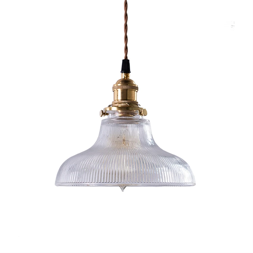 Nordic long line hanging striped glass pendant lights vintage glass lampshade dining room living room Edison lamps lighting