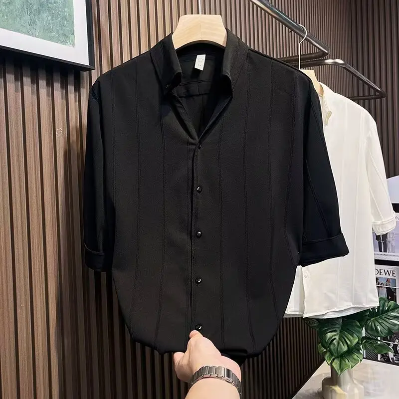 

Мужская летняя полосатая рубашка с коротким рукавом — модный, стильный, элитный, элегантный и повседневный топ