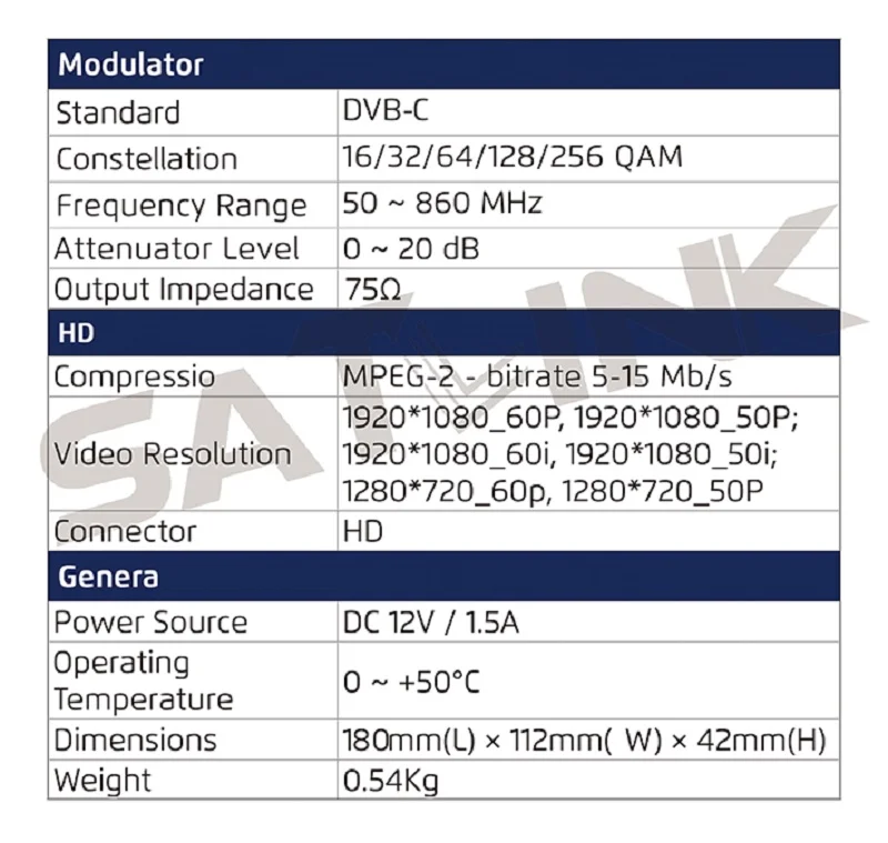 Original Satlink St-7001 Modulator Convert Signal To Dvb-c Rf Out Converts Source To A Dvb-c Channel