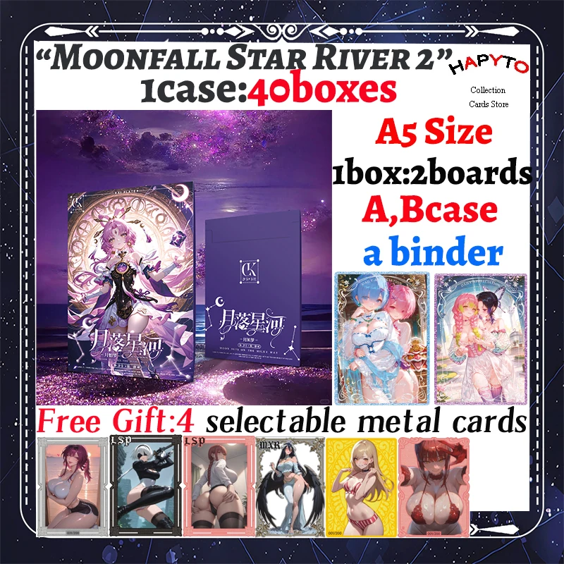 

2025 Newest Moonfall Star River 2 A5 Size Waifu Boards Goddess Story Collection Card Swimsuit Bikini Booster Box Habbies Gift