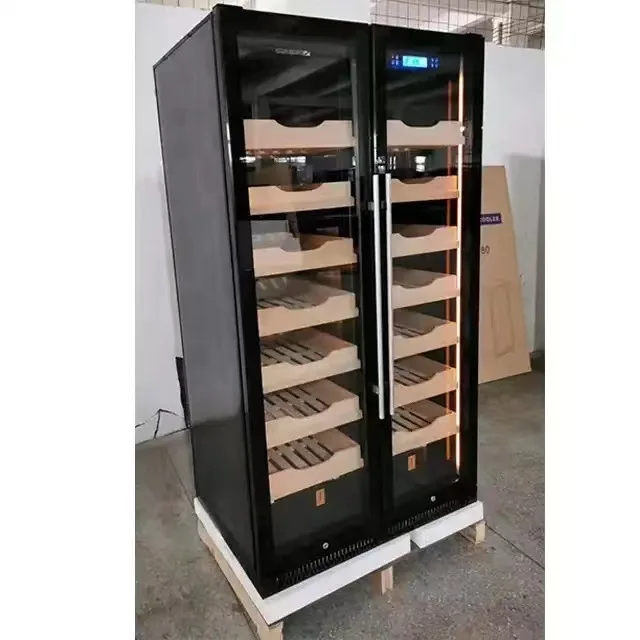 Armadietto per sigari per vendite dirette in fabbrica costante = porta di refrigerazione del compressore commerciale scaffale in legno di cedro armadietto per sigari per vino rosso