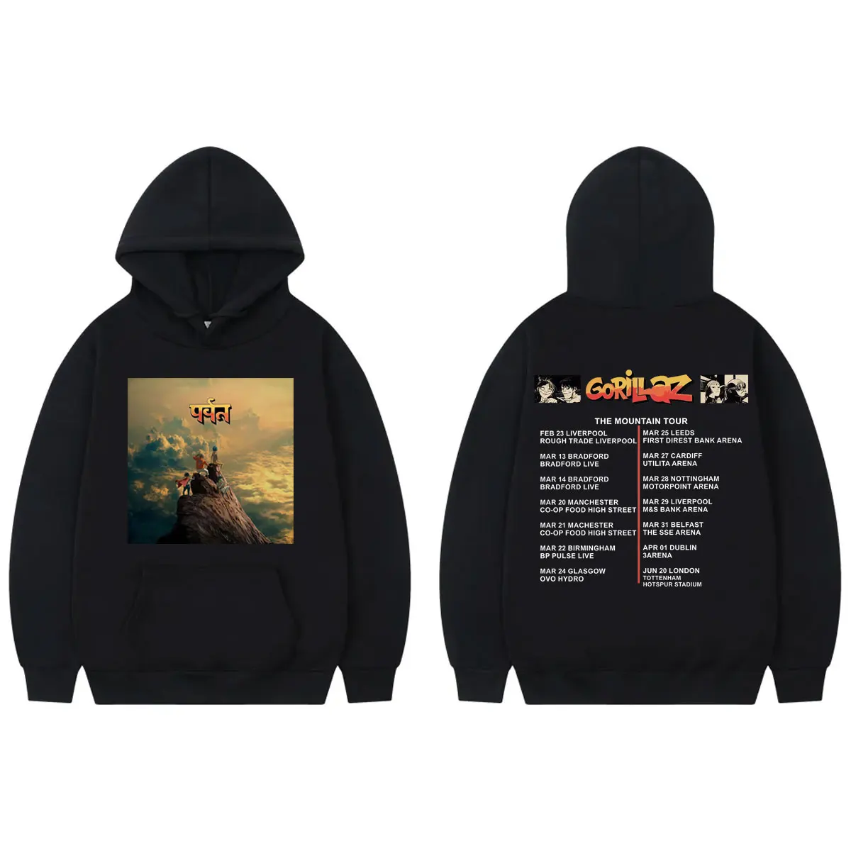 

Gorillaz The Mountain Tour 2026 Graphic Hoodie Harajuku Rock Fashion Hooded Sweatshirts Men Women Casual Loose Fleece Pullovers