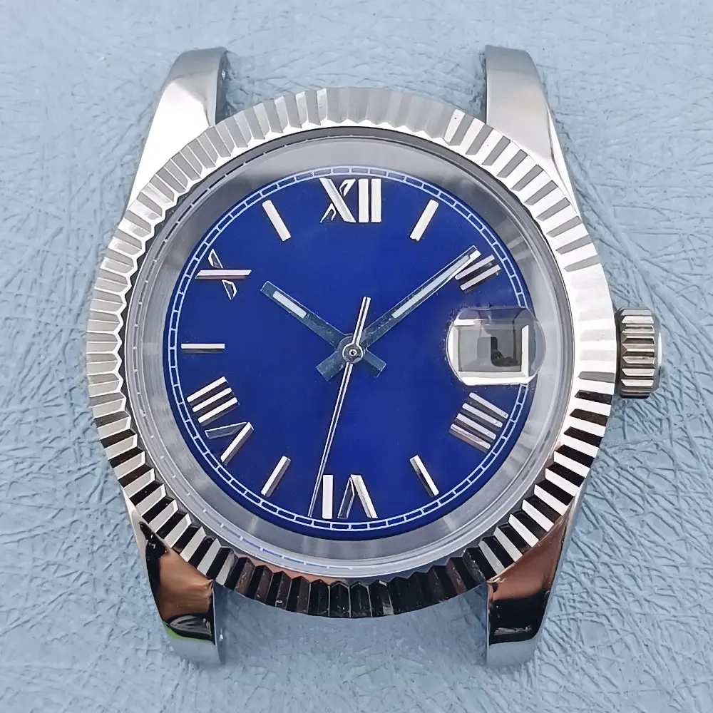 39mm watch case fits NH series 35 movement 316L stainless steel sapphire glass 10bar waterproof single calendar dial