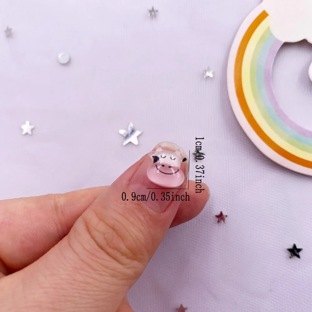 50pcs Resin Mini Glitter Colorful Kawaii Pink Cattle Art Nail Flatback Rhinestone Applique DIY Charm Scrapbook Accessories Craft