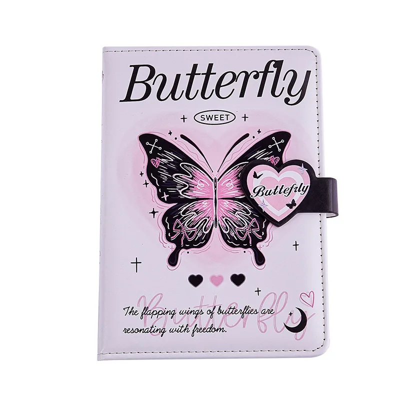 Creative Butterfly Notebook portable Hardcover Books Weekly Planner Handbook Exquisite pu magnetic buckle Students Diary