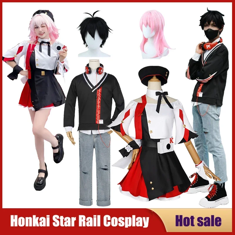 Game Honkai Star Rail Anime Cosplay Danheng March 7th KFC Co Branding Roleplay Costume Carnival Party Headset Wig Dress Uniform